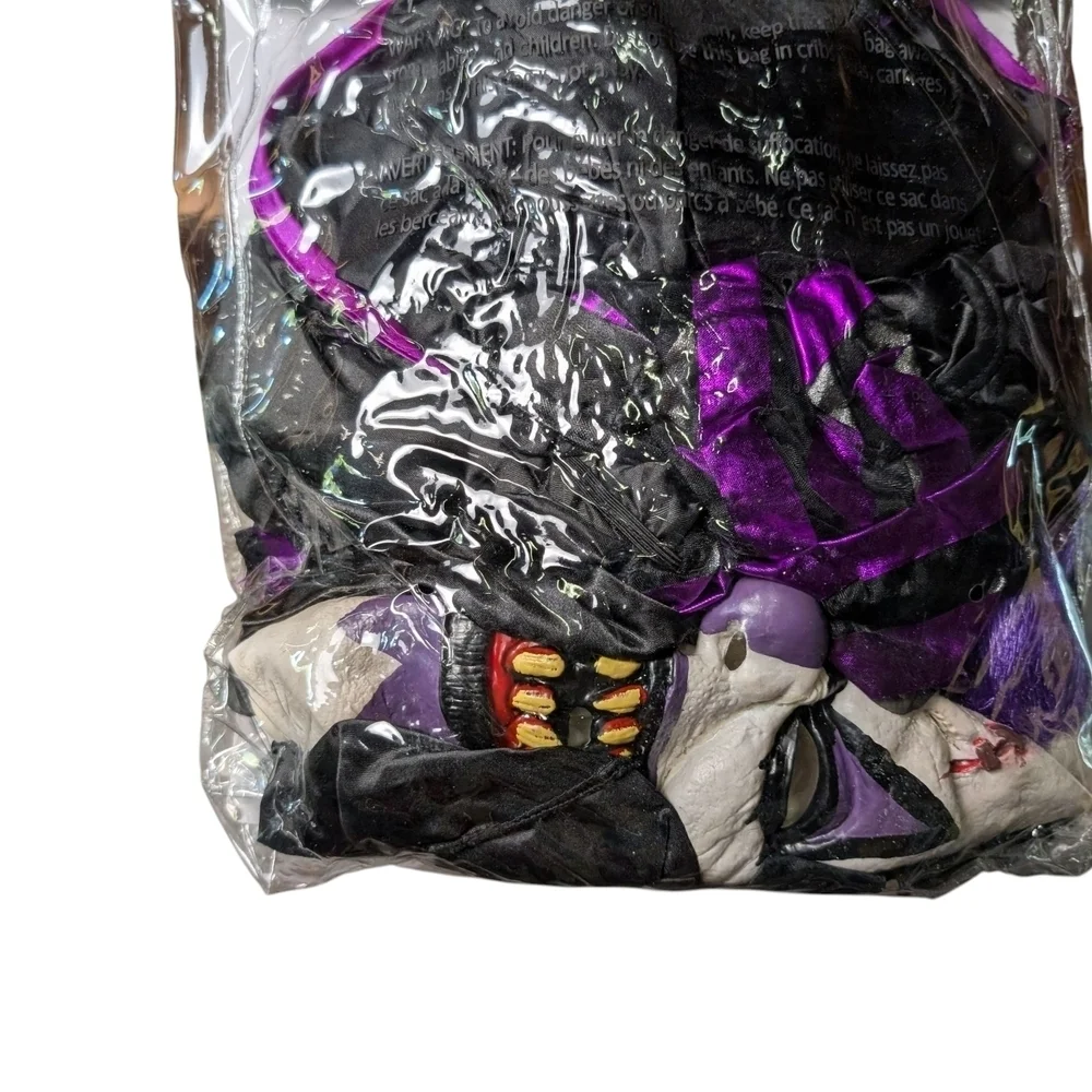 Spirit Halloween Creep Clown Costume Big Top Terror Purple Black Mask Hat Collar